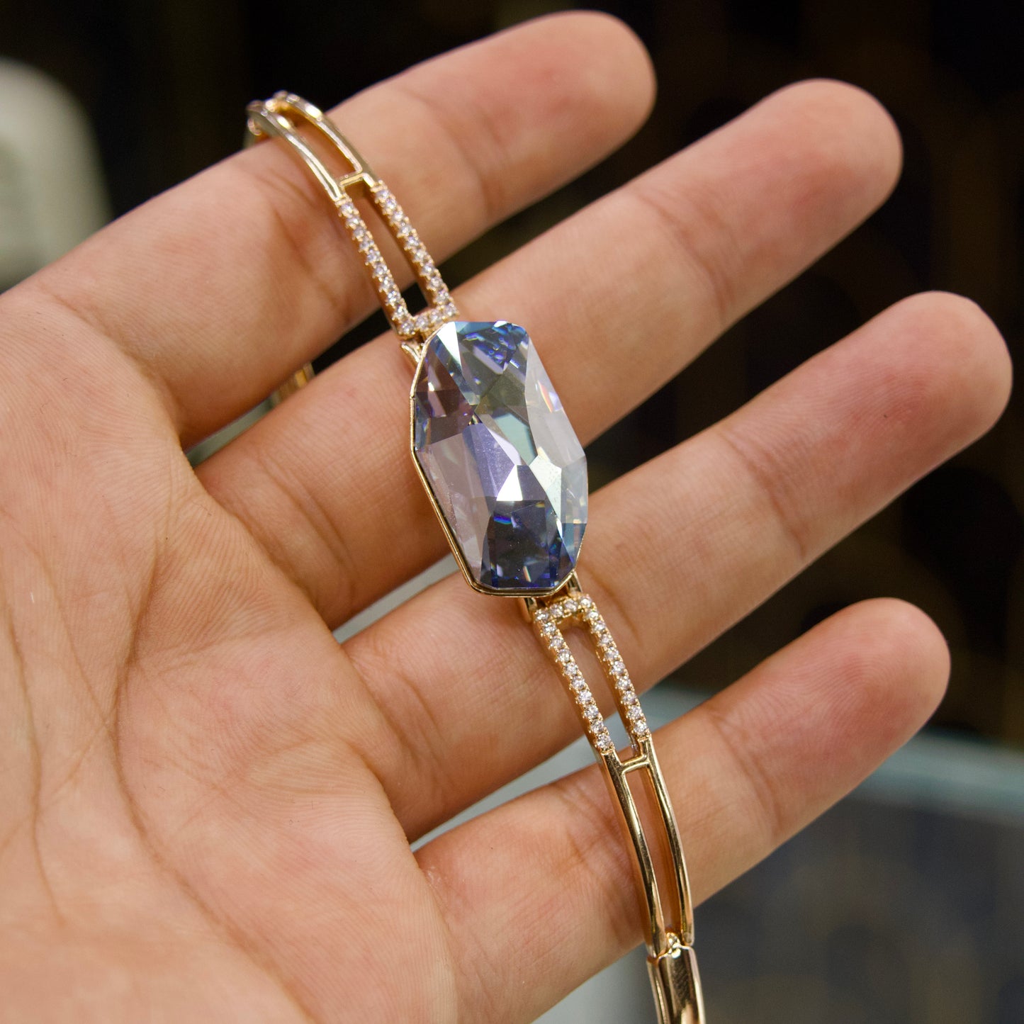 Bracelet Jonc Prestige – Cristal Facetté & Zircons