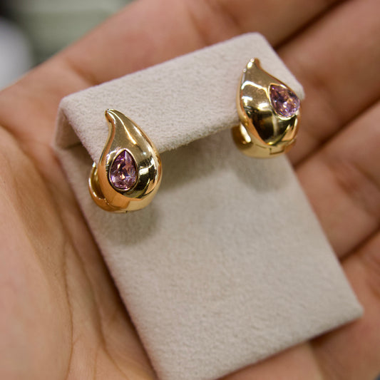 Boucles d’Oreilles Goutte Rose – Cristal Élégance