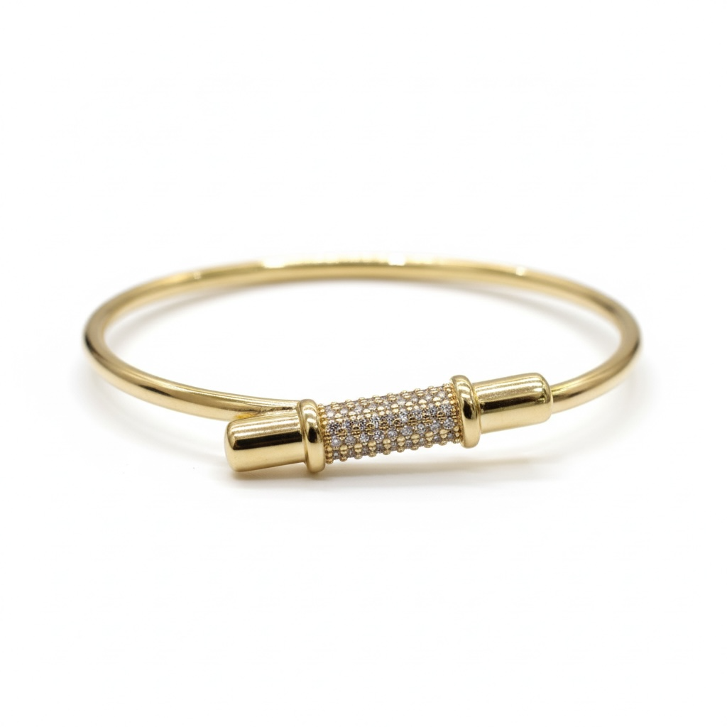 Bracelet jonc doré barre scintillante