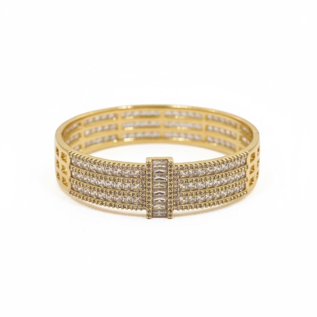Bracelet manchette doré prestige zircon