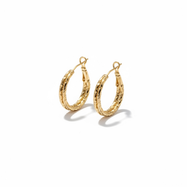 Créoles Rose Gold Texturées – Élégance Intemporelle