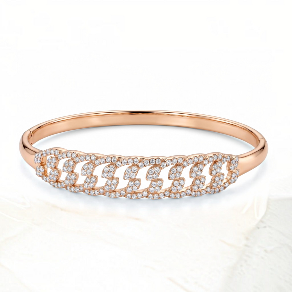 Bracelet Jonc Chaîne Scintillante Rose Gold