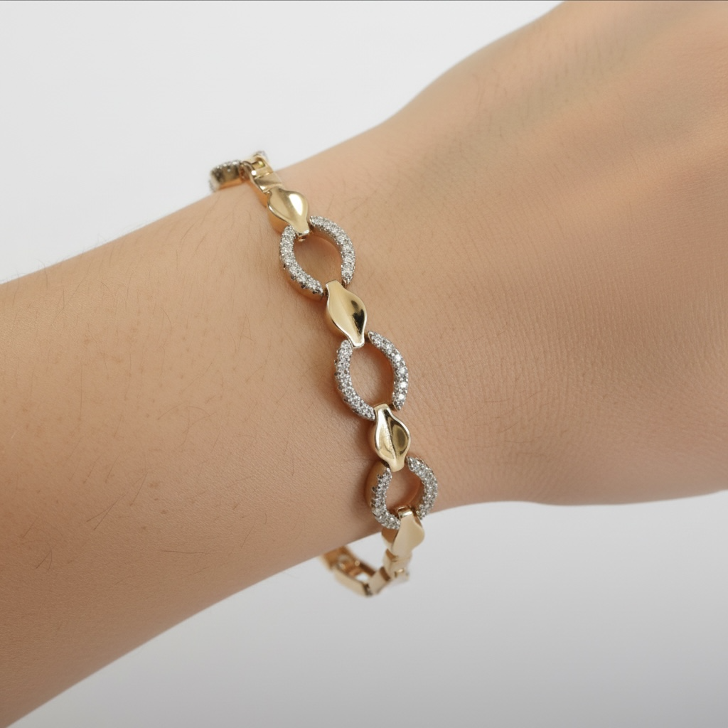 ✨ Bracelet Maillons Entrelacés & Cristaux
