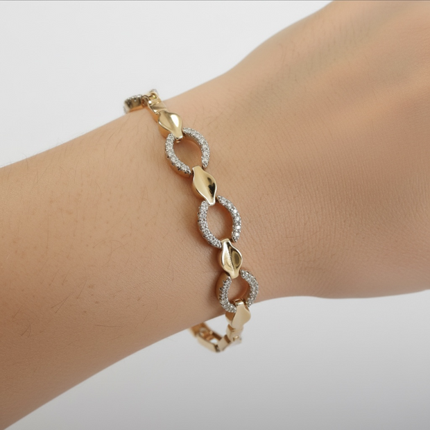 ✨ Bracelet Maillons Entrelacés & Cristaux