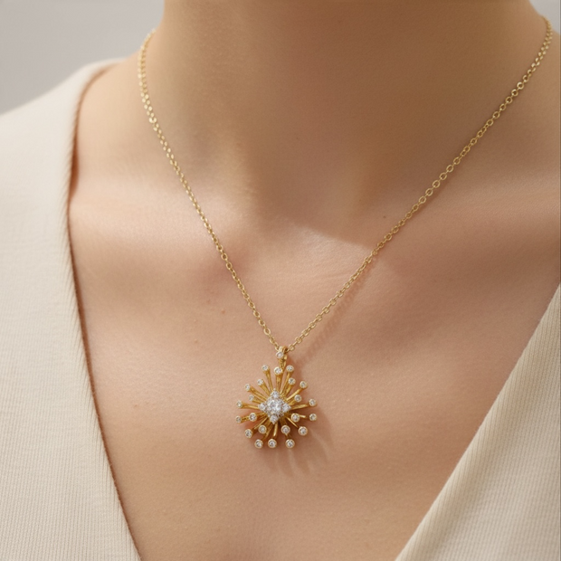 Collier Doré Soleil – Pendentif Éclat Scintillant