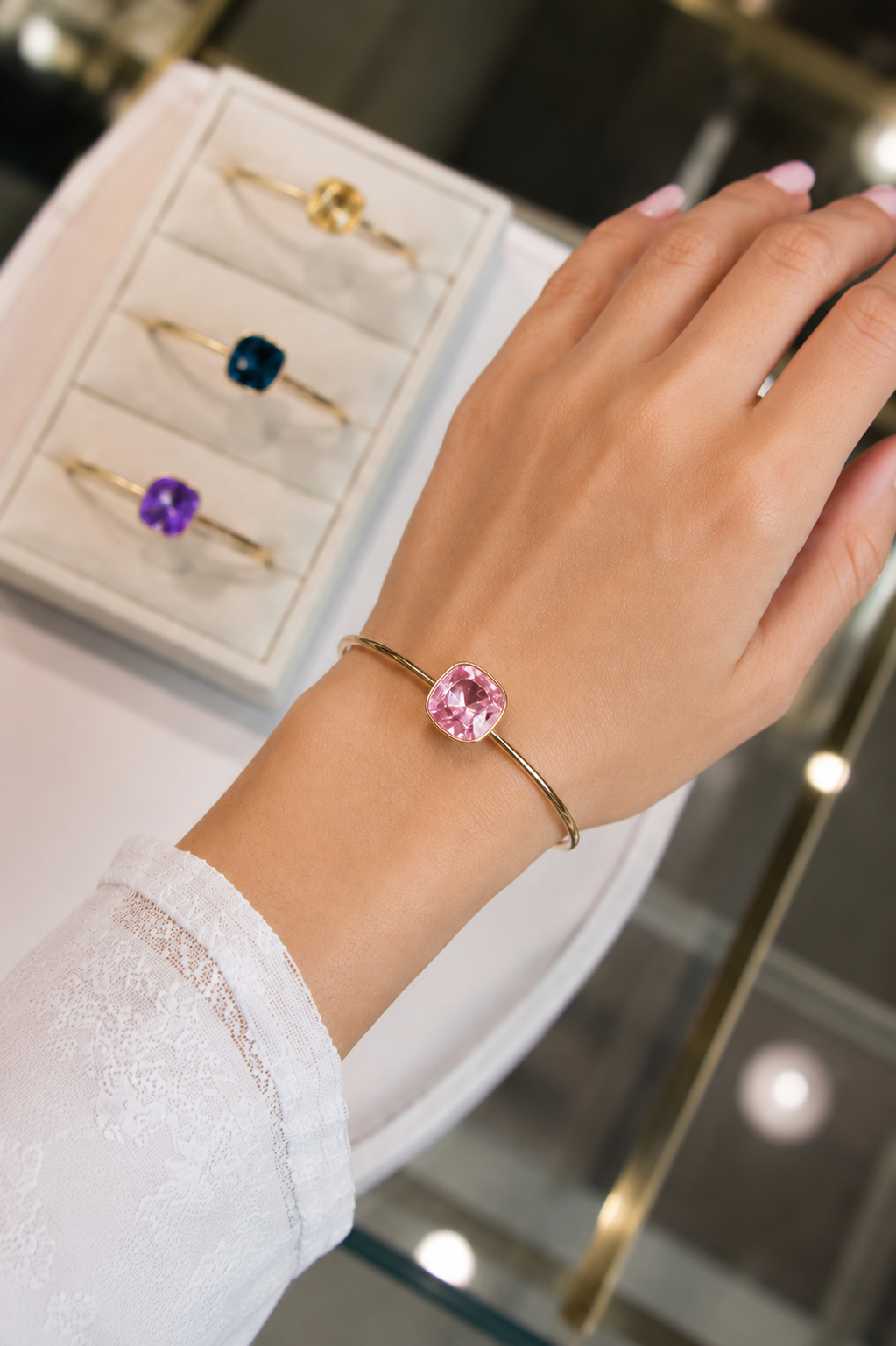 Bracelet Jonc Cristal – Rose Gold (4 coloris)