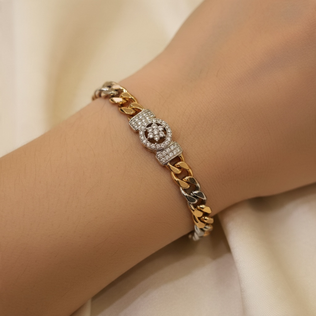 Bracelet Bicolore Rose Gold et Argenté avec Strass