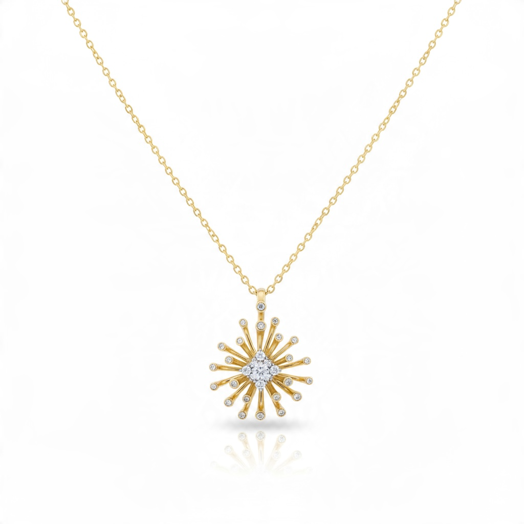 Collier Doré Soleil – Pendentif Éclat Scintillant