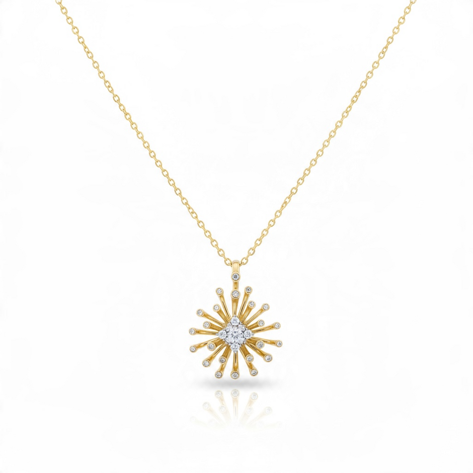 Collier Doré Soleil – Pendentif Éclat Scintillant