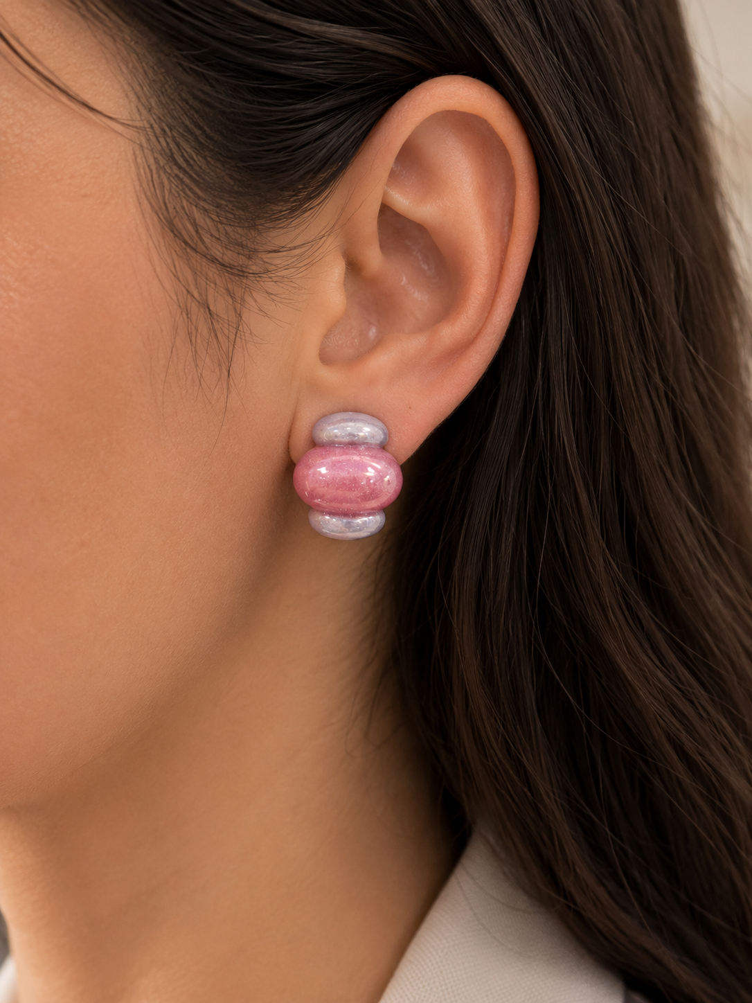 Boucles d’oreilles Rose Nacré – Élégance Vintage