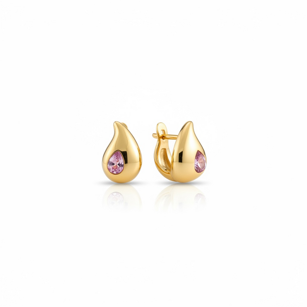 Boucles d’Oreilles Goutte Rose – Cristal Élégance
