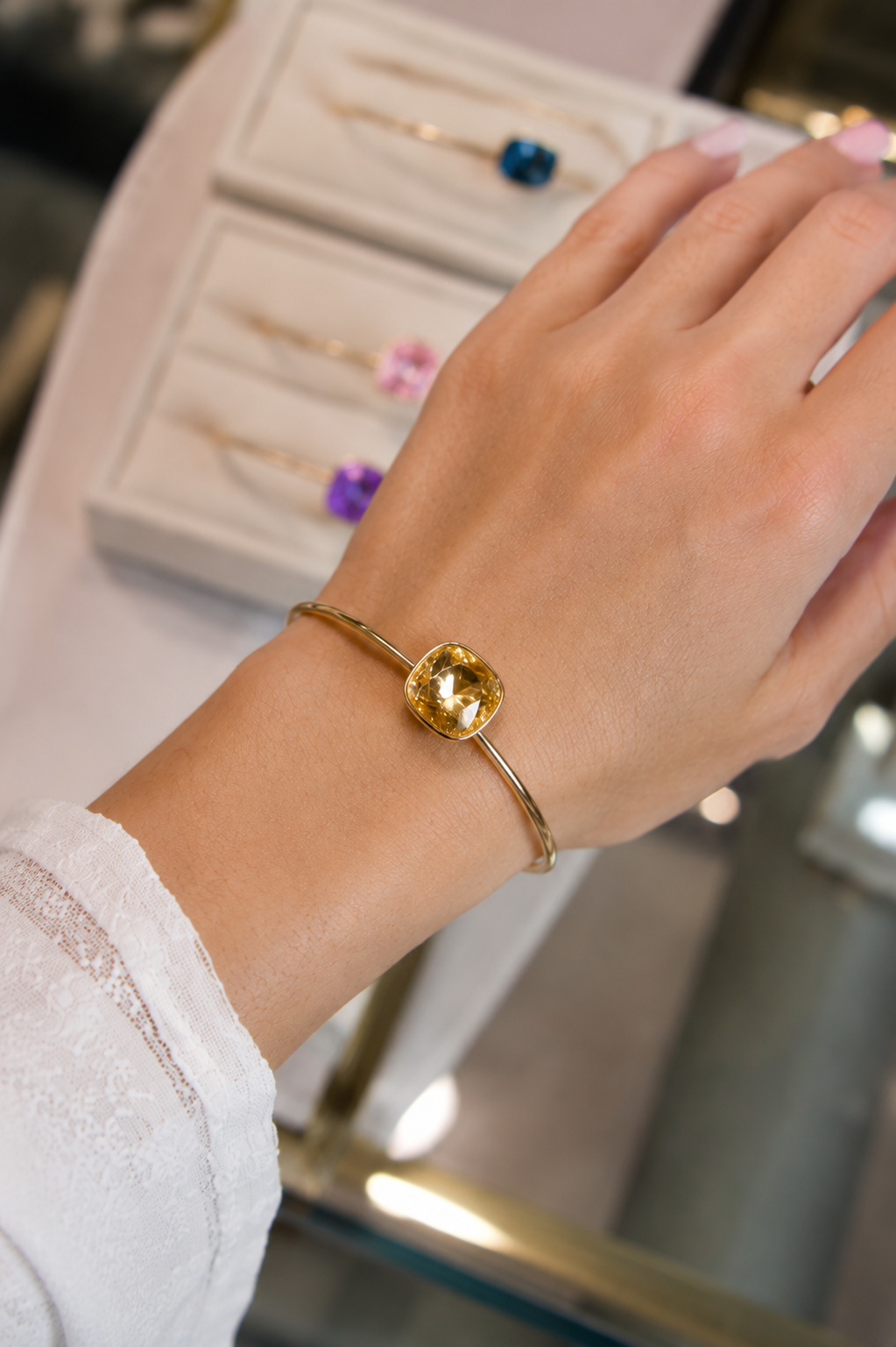 Bracelet Jonc Cristal – Rose Gold (4 coloris)