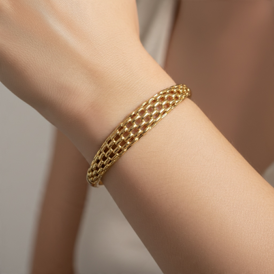 Bracelet Jonc Doré Tressé – ANIBA JEWELS