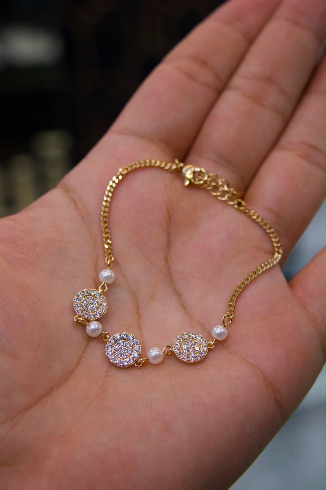 Bracelet Éclat Perlé Cristal – Doré