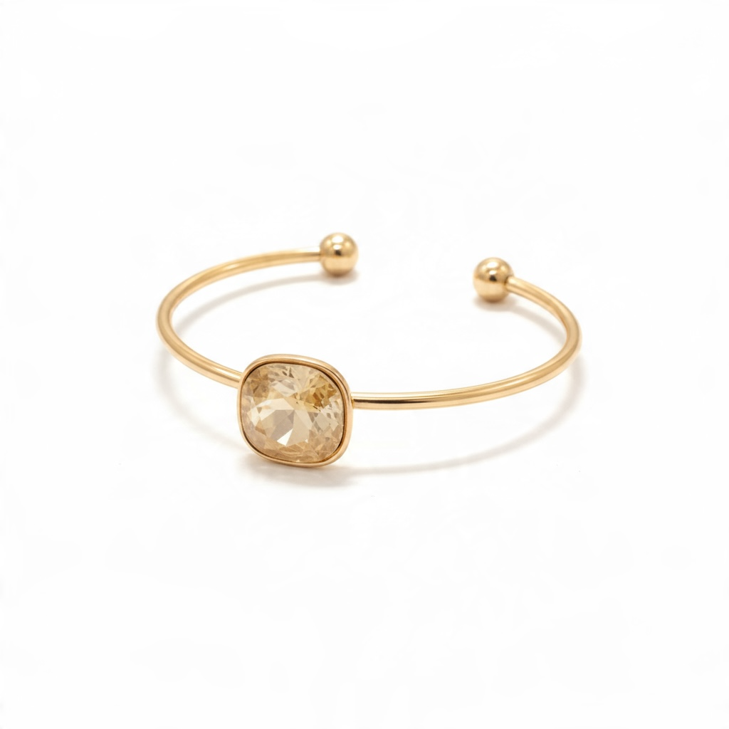 ✨ Bracelet Jonc Doré – Cristal Champagne | ANIBA JEWELS