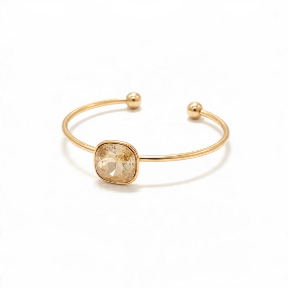 ✨ Bracelet Jonc Doré – Cristal Champagne | ANIBA JEWELS