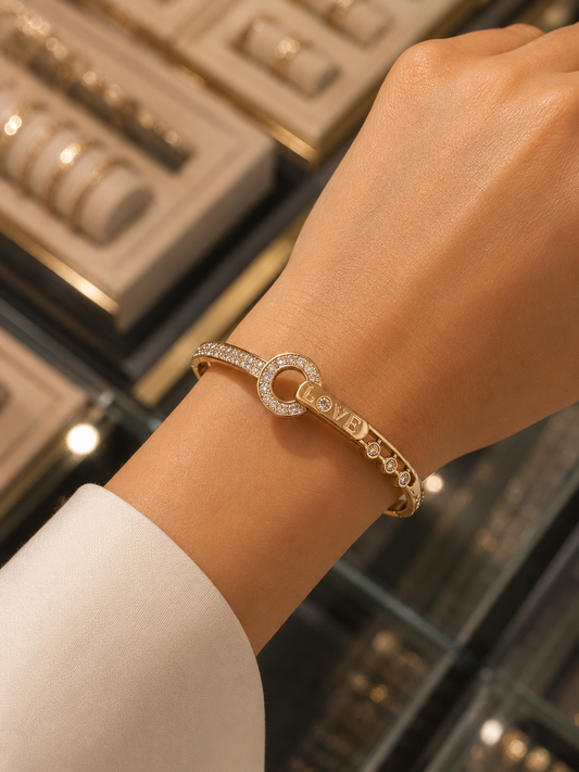 Bracelet LOVE Élégance – Plaqué Or Rose & Zircons | Femme