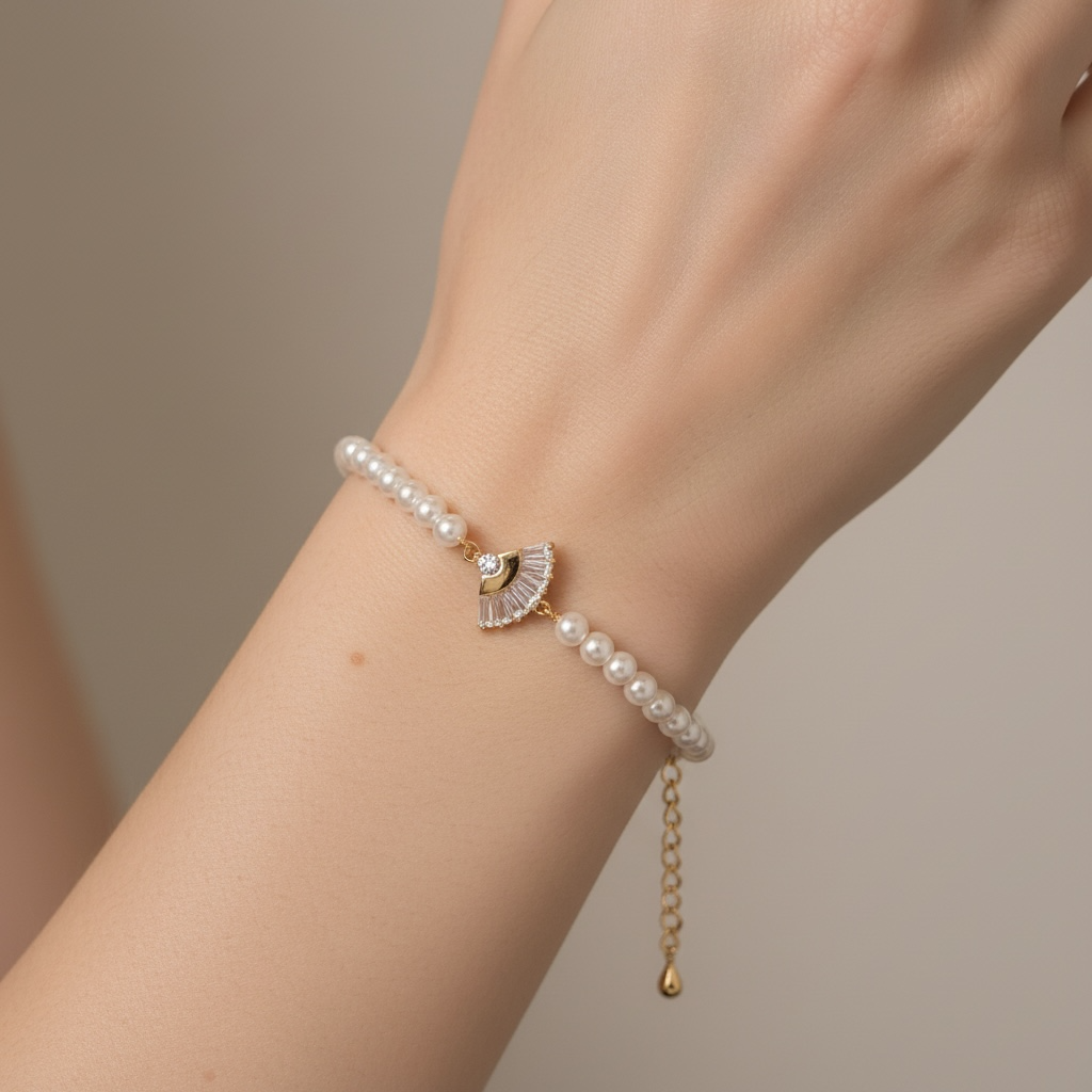 Bracelet Perles Élégance Éventail – Doré
