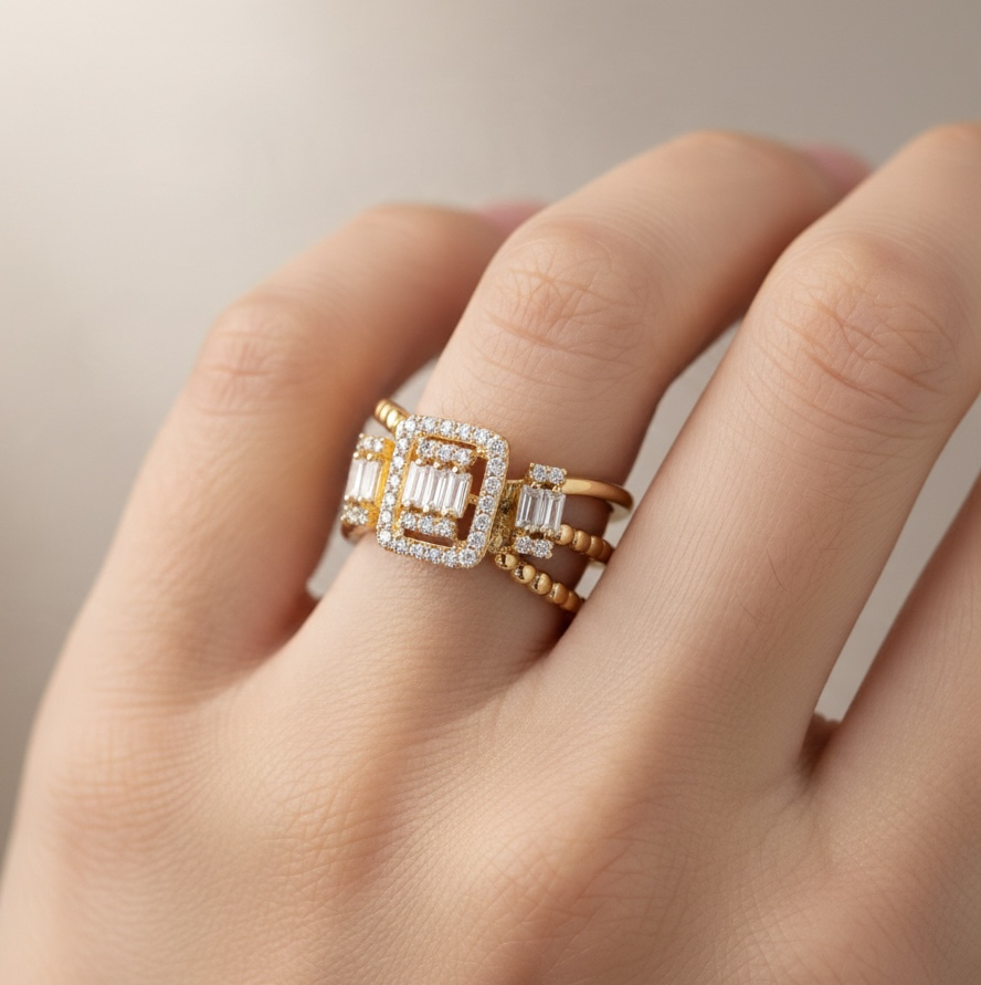 Bague Élégance Rectangulaire – Rose Gold