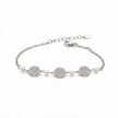 Bracelet Argenté avec Perles Nacrées et Médaillons Scintillants