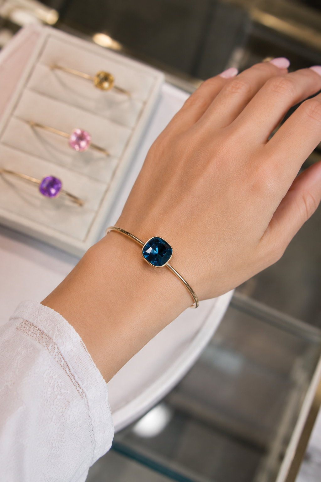 Bracelet Jonc Cristal – Rose Gold (4 coloris)