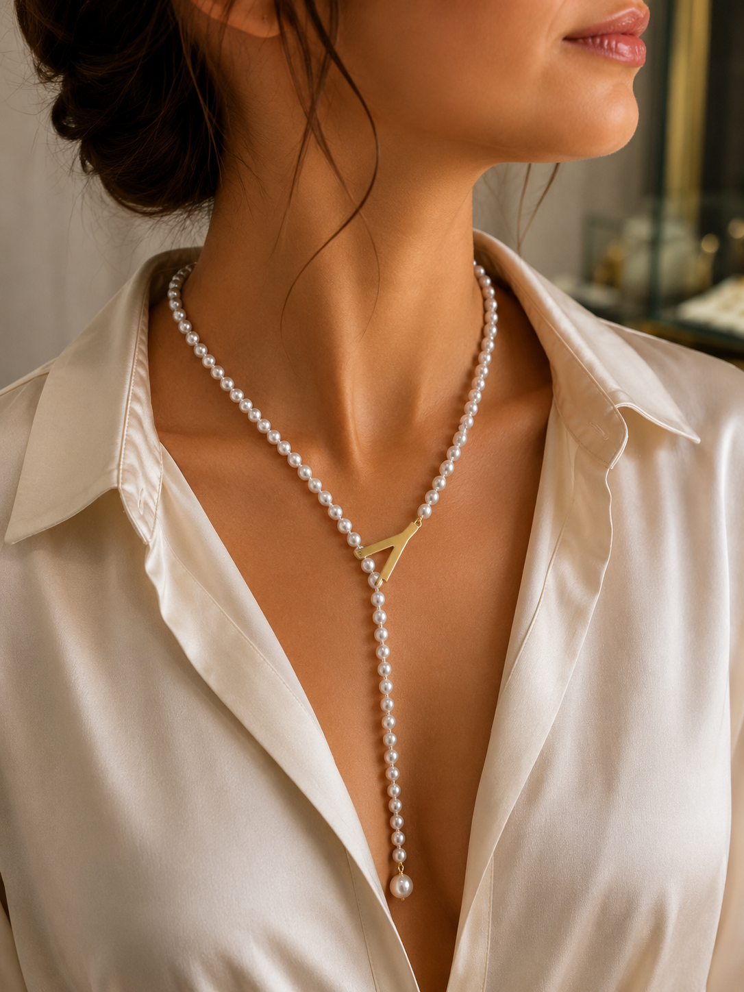 Collier Y Perlé Élégance Dorée