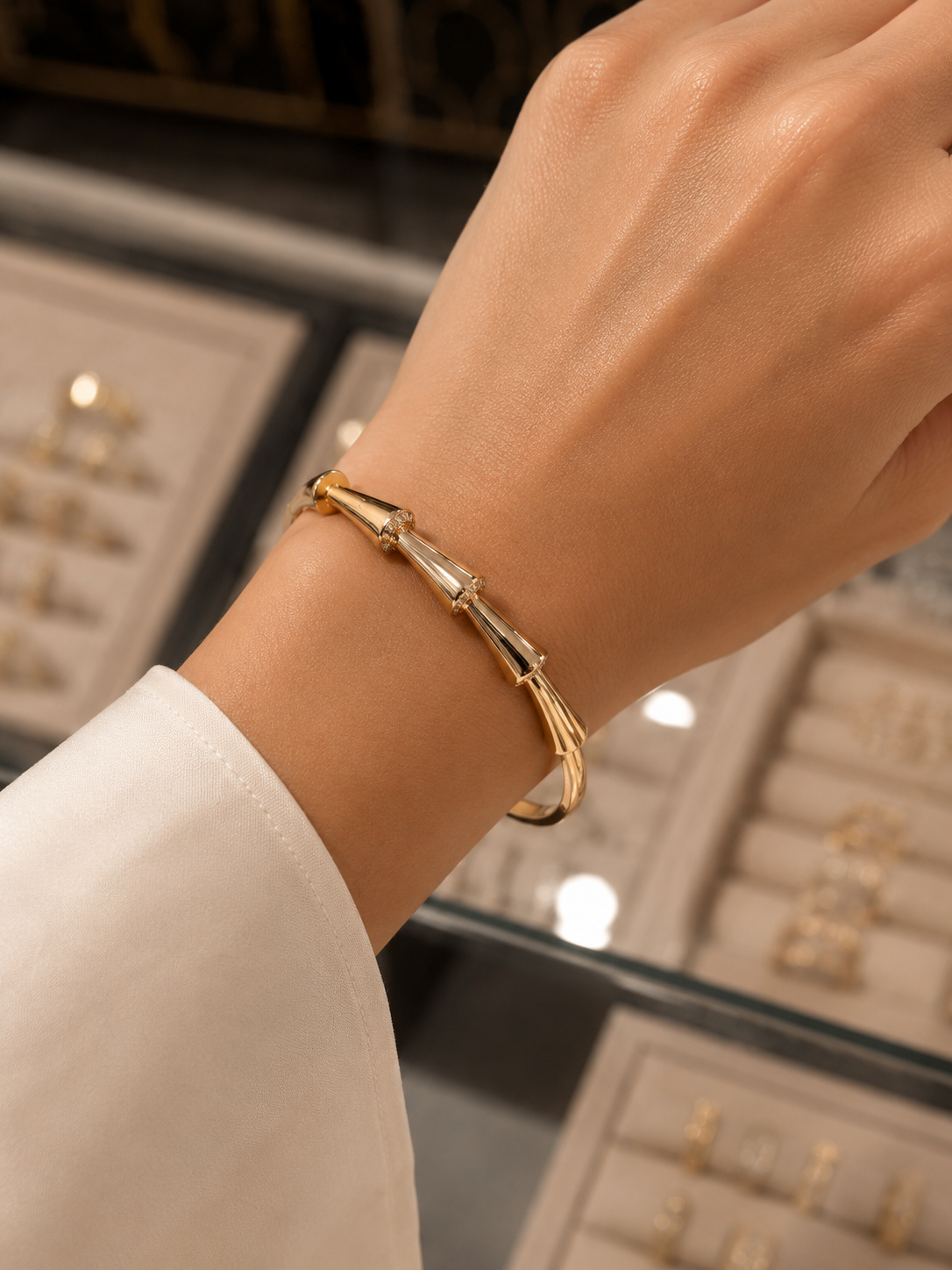 Bracelet Jonc Géométrique – Qualité XP | Plaqué Or Rose