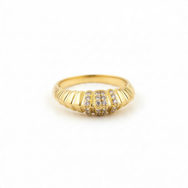 Bague Éclat Doré & Pierres Scintillantes
