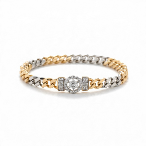 Bracelet Bicolore Rose Gold et Argenté avec Strass