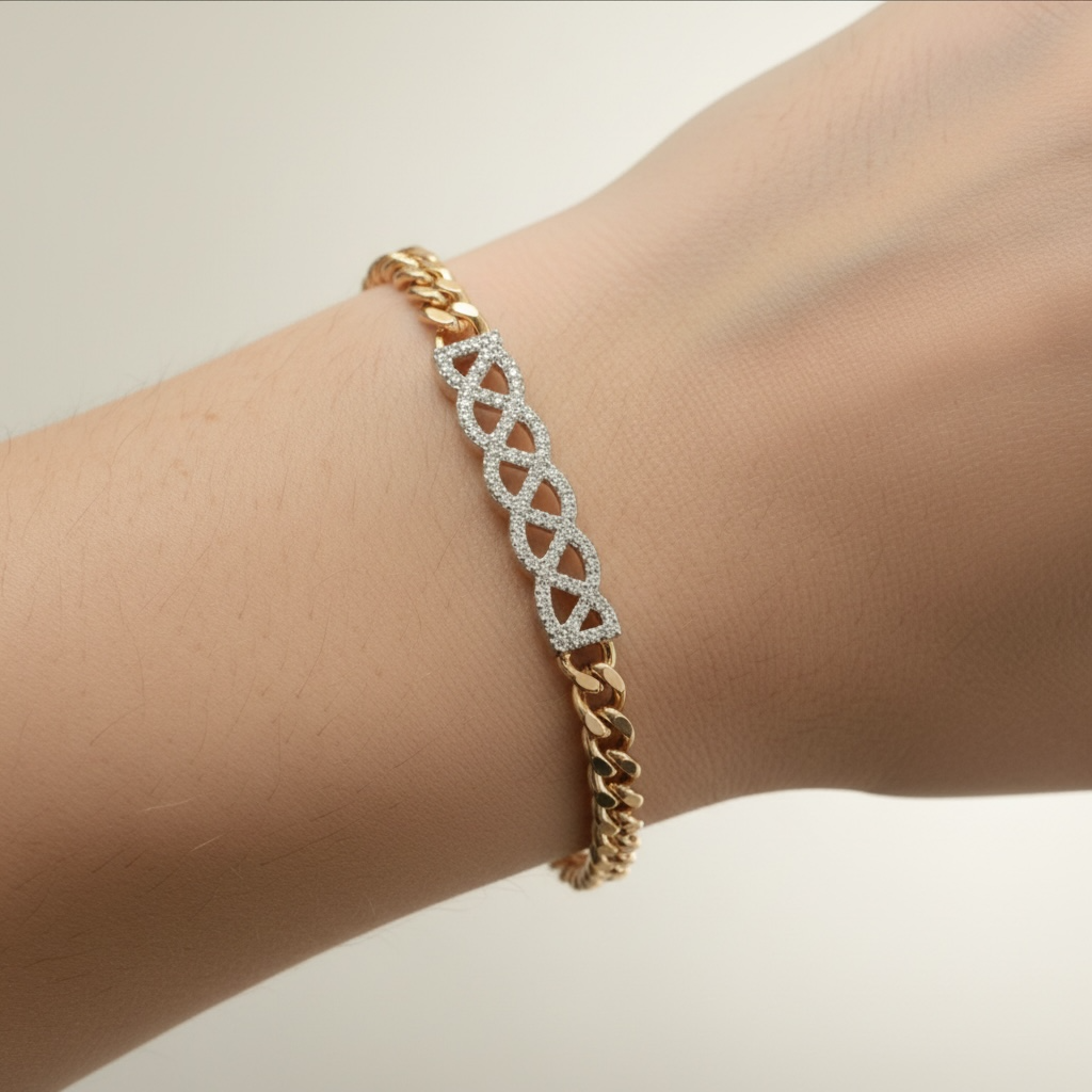 Bracelet Gourmette Rose Gold Entrelacé