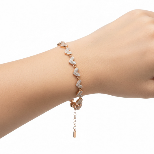 Gourmette Cœur Rose Gold et Argenté