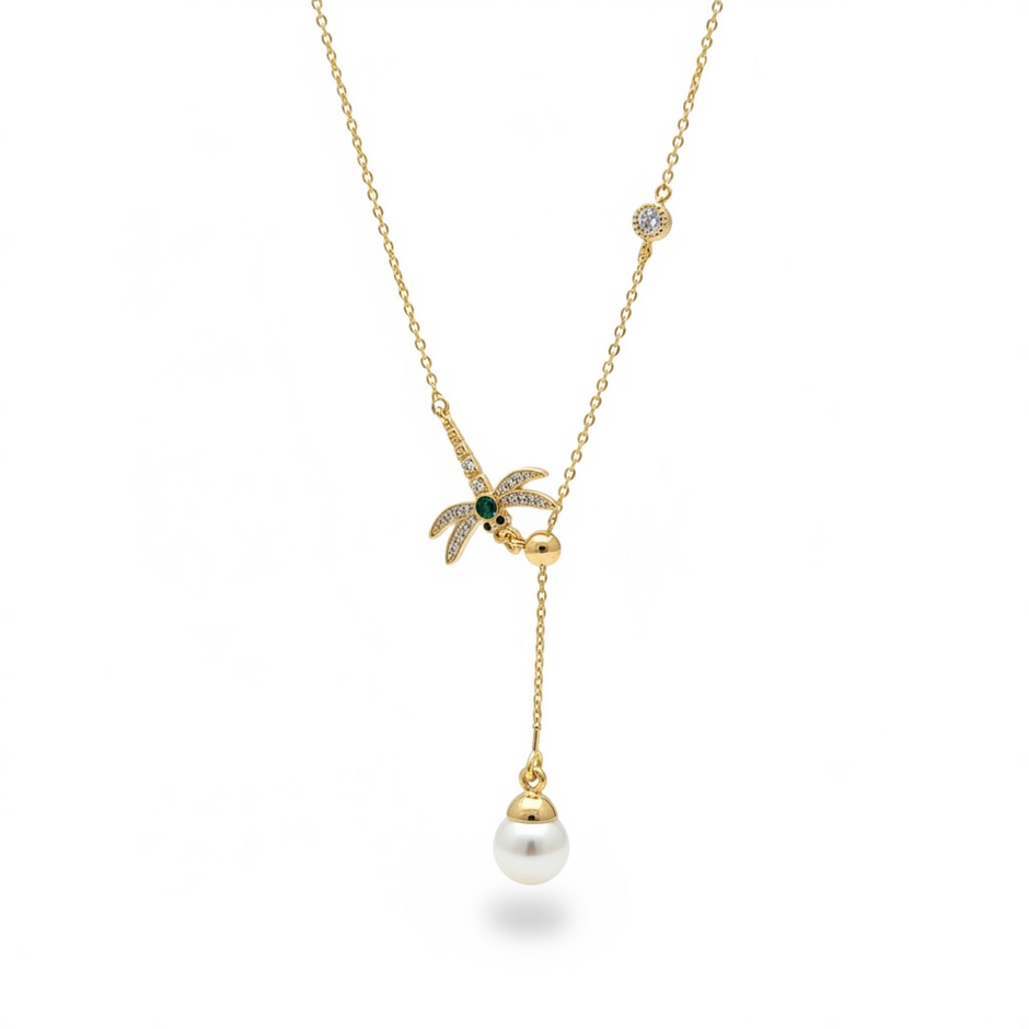 Collier Palmier & Perle Rose Gold