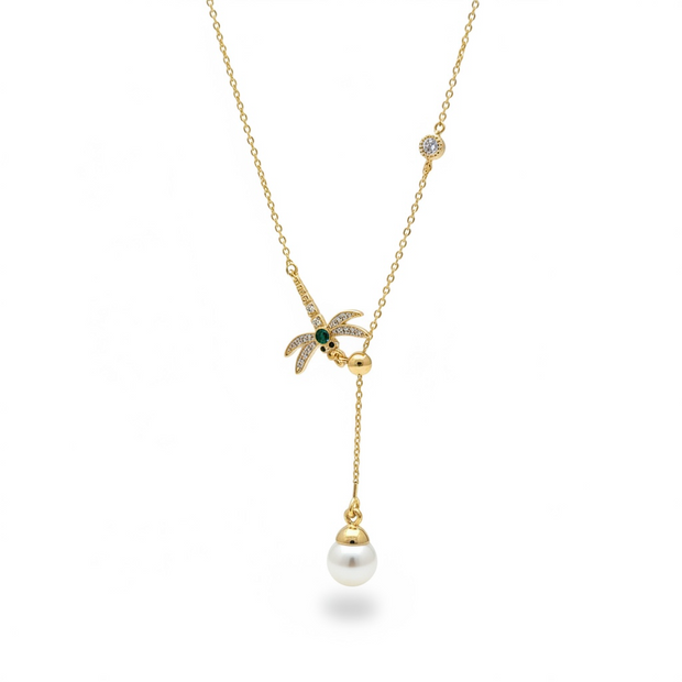 Collier Palmier & Perle Rose Gold