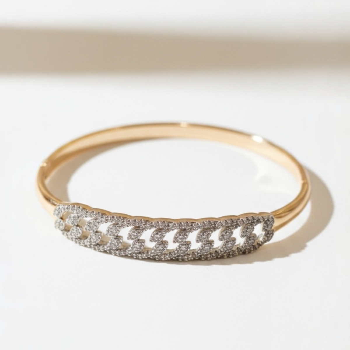 Bracelet Jonc Chaîne Scintillante Rose Gold