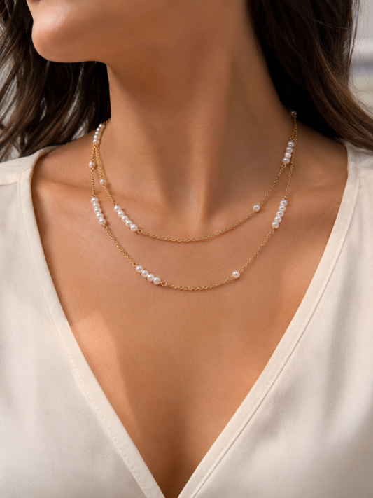 Collier Double Rang Perles Élégance – Chic & Intemporel