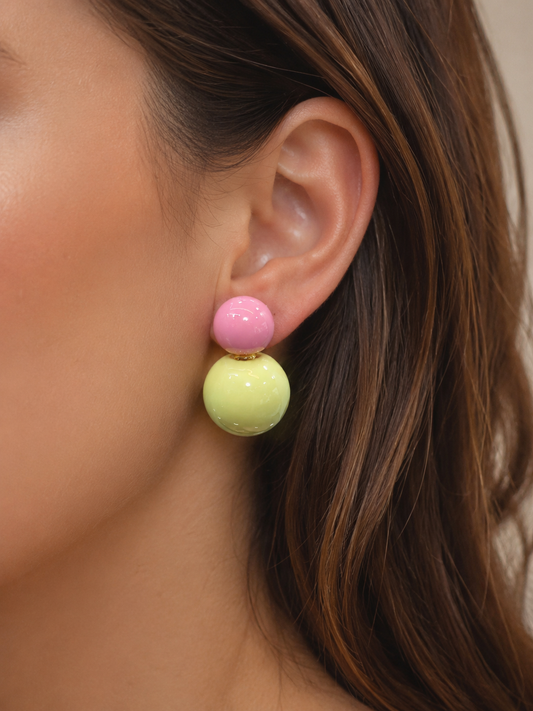 Boucles d’oreilles perles estivales bicolores – style frais et color