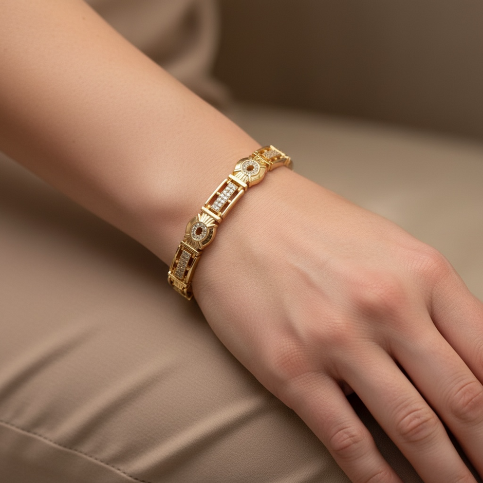 Bracelet Géométrique Scintillant – Rose Gold