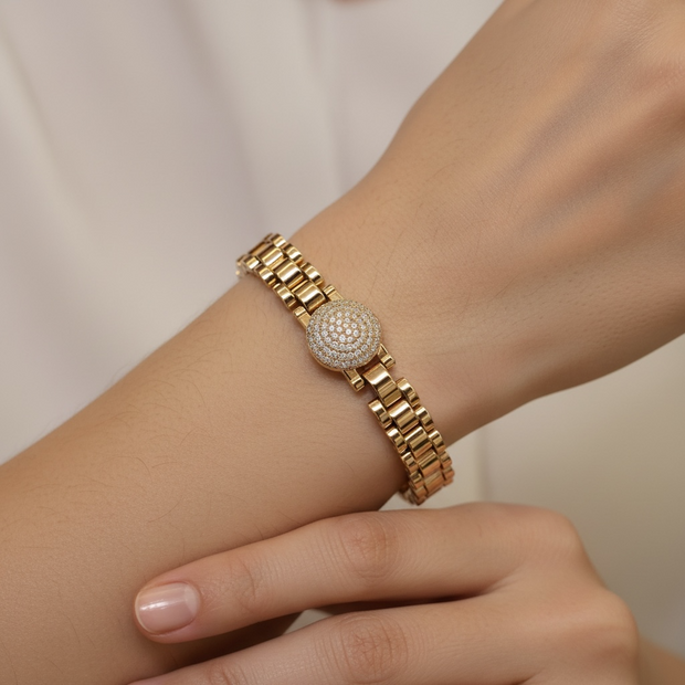 Gourmette Rose Gold Style Rolex – Modèle Élégant