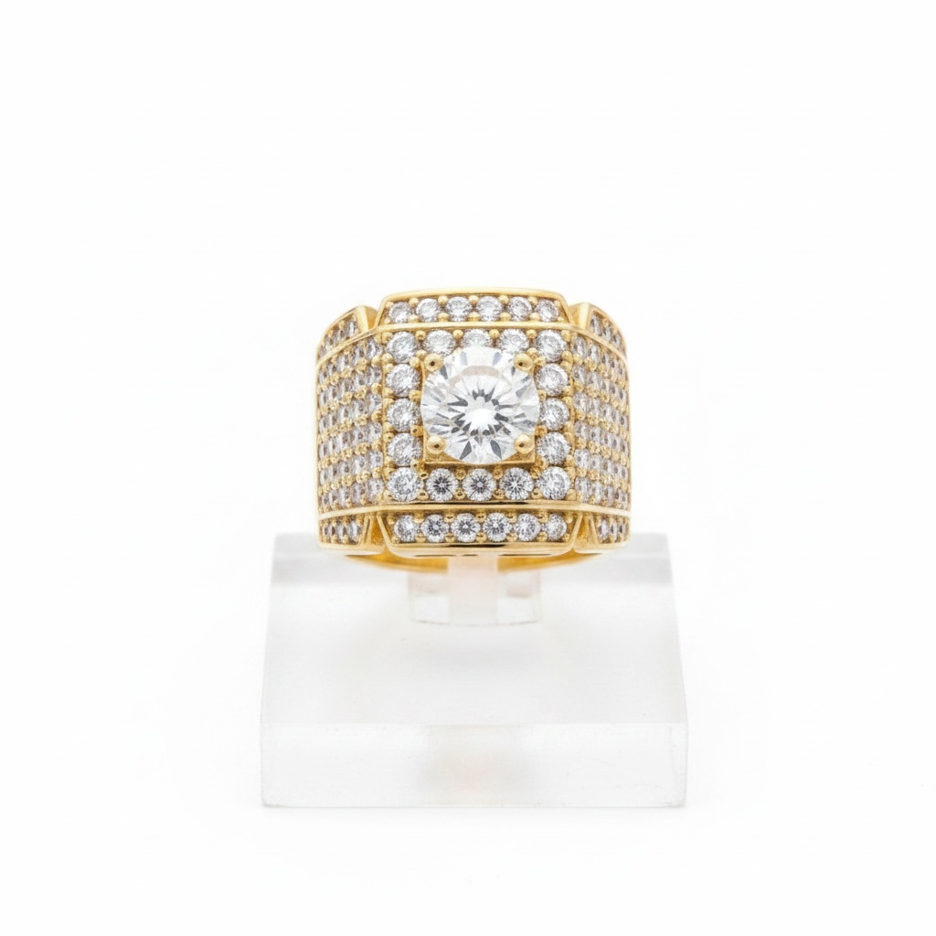 Bague Luxe Éclat Royal en Zircon 💎 | Finition Or – Style Haute Joailleri