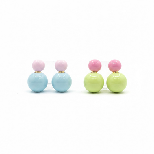 Boucles d’oreilles perles estivales bicolores – style frais et color