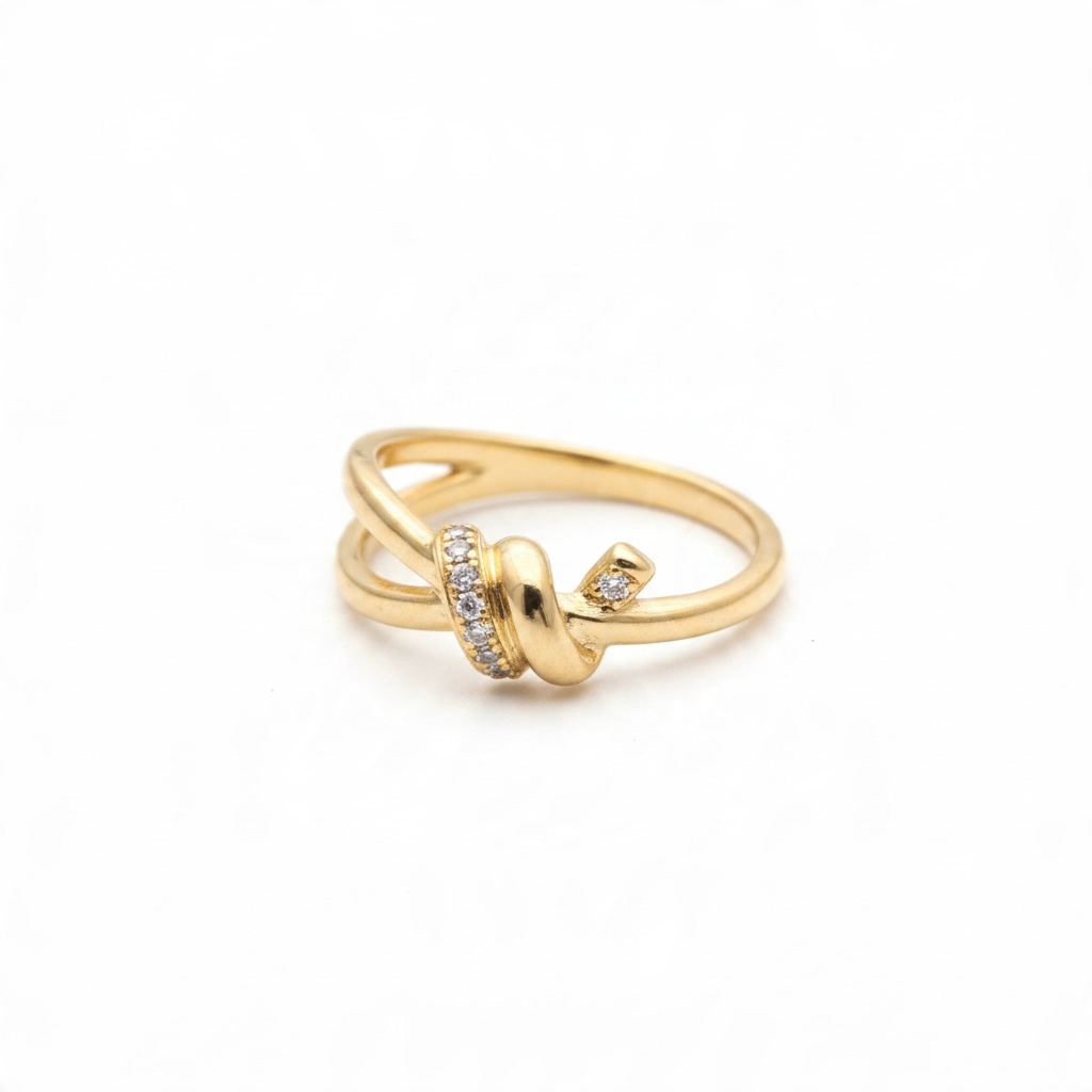 Bague Dorée Entrelacée avec Strass