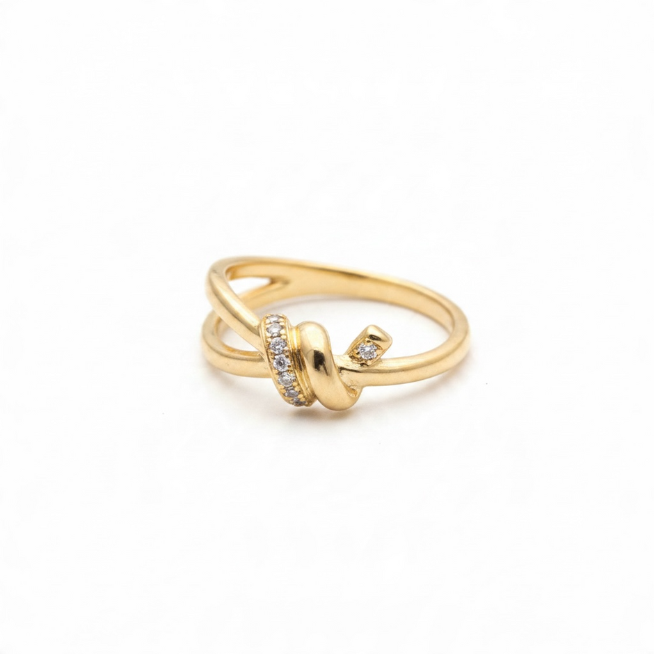 Bague Dorée Entrelacée avec Strass