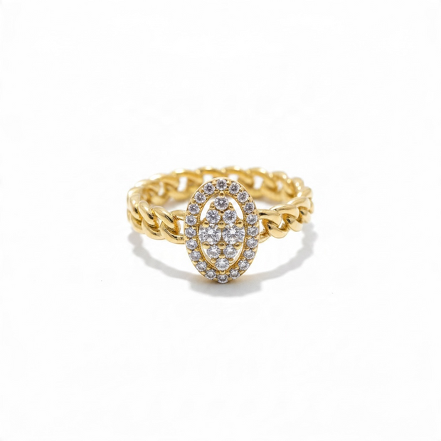 Bague Dorée Tressée – Ovale Scintillant
