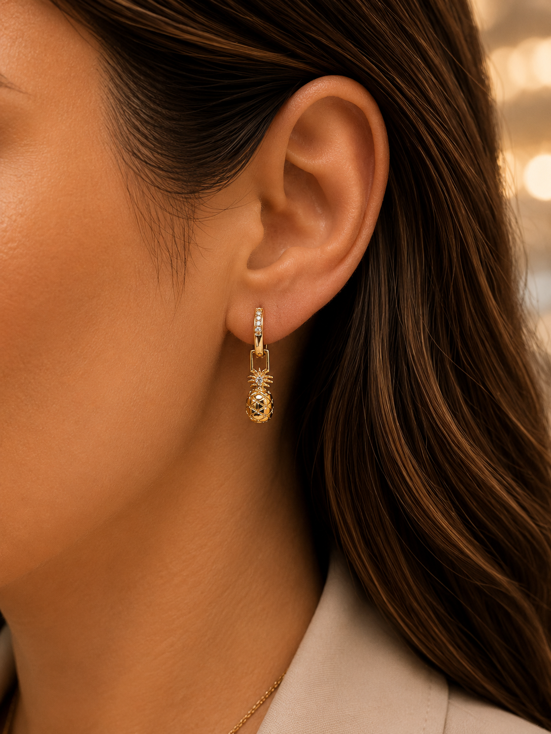 Boucles d’Oreilles Ananas – Élégance Tropicale