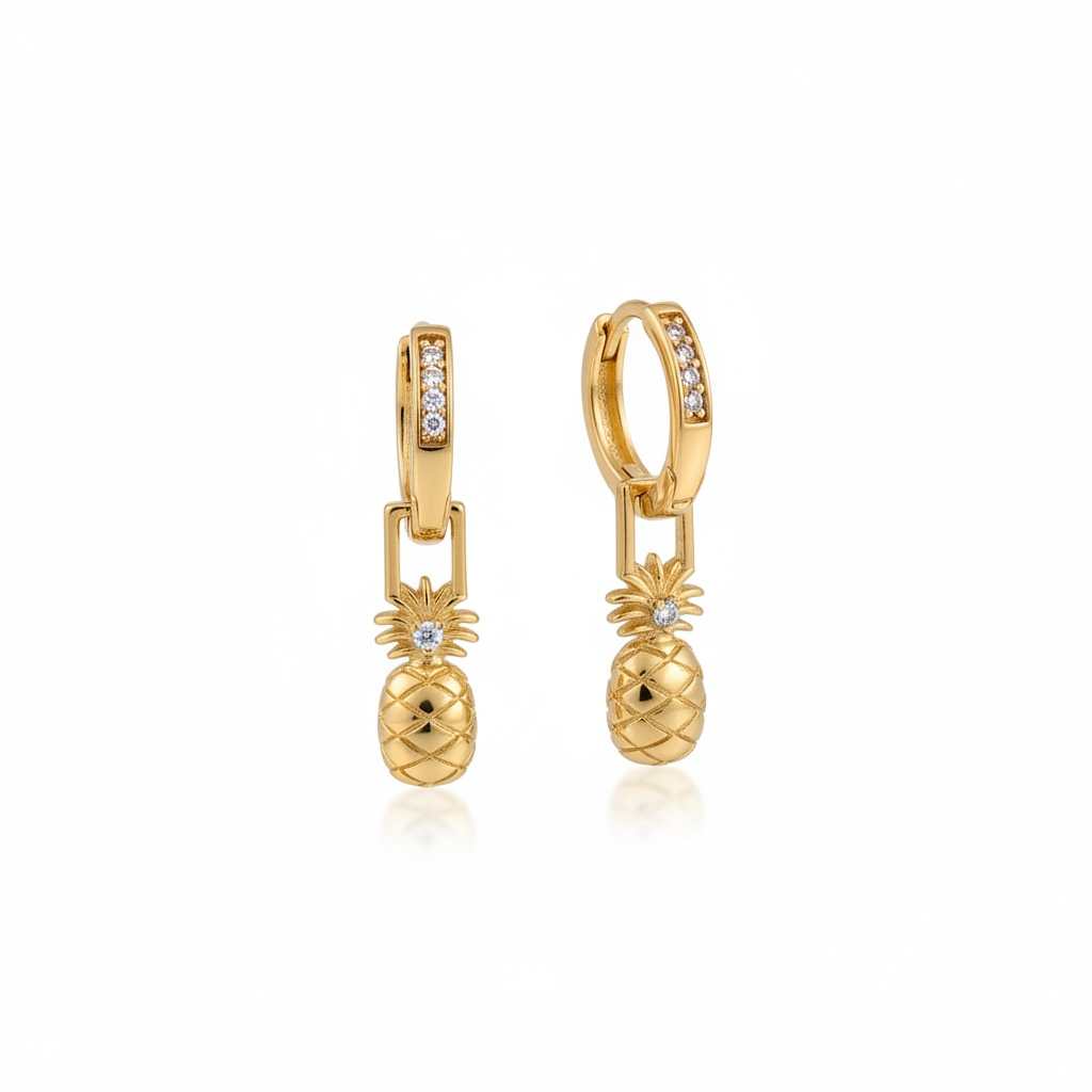 Boucles d’Oreilles Ananas – Élégance Tropicale
