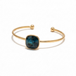 Bracelet Jonc Doré – Cristal Bleu Pétrole