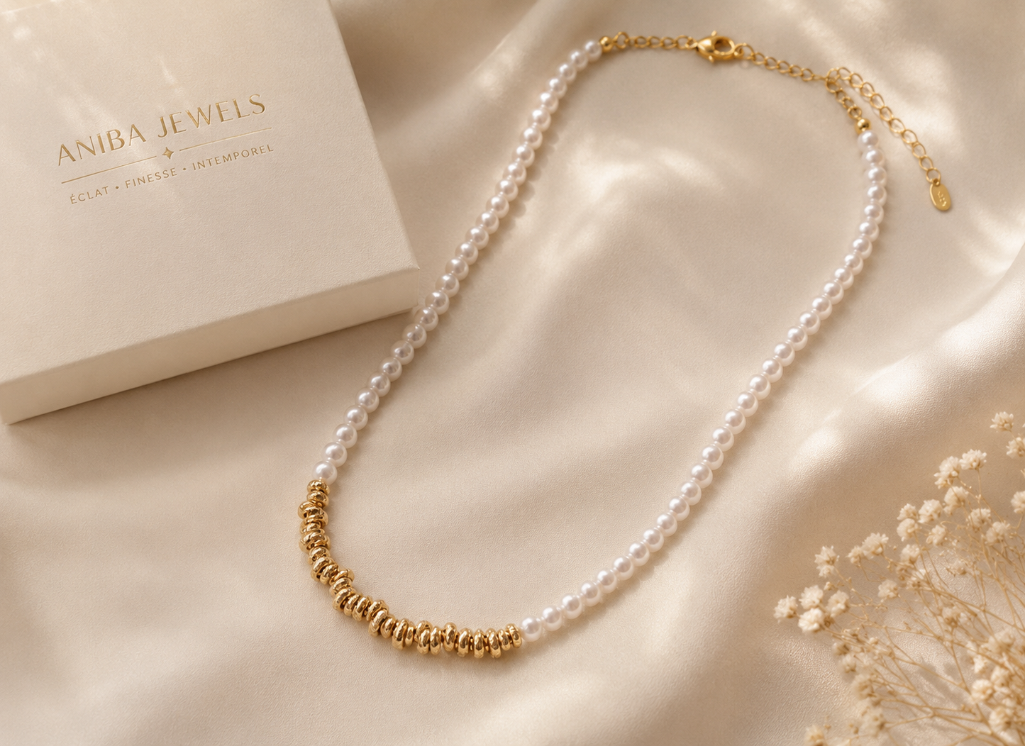 Collier Perles Élégance Dorée – Raffinement Intemporel