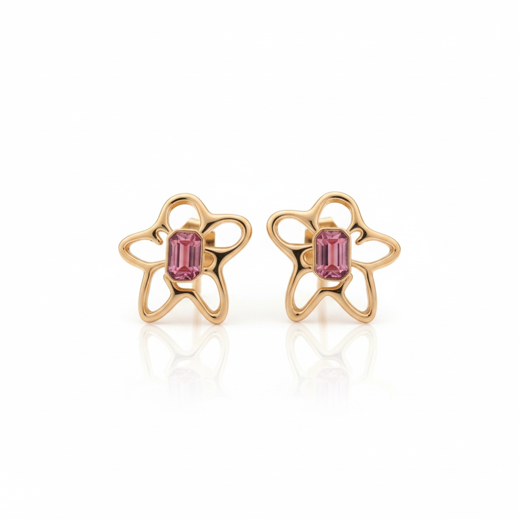 Boucles d’Oreilles Rose Gold Fleur – 3 Couleurs au Choix