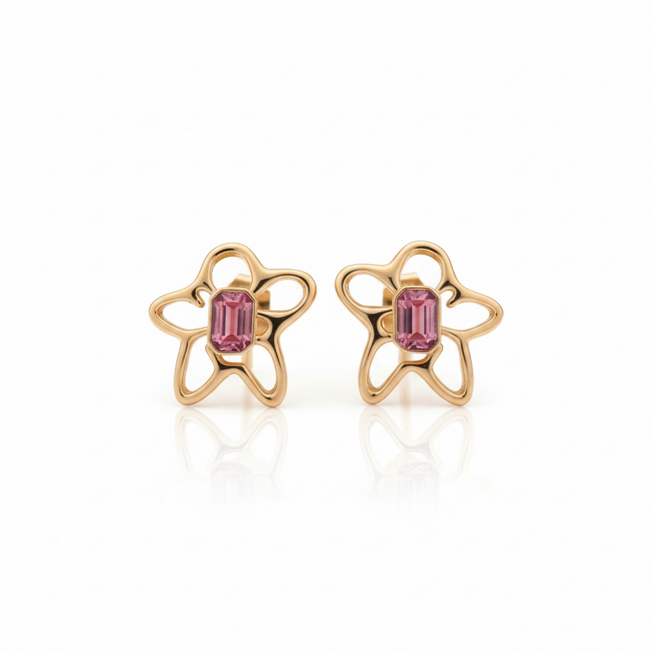 Boucles d’Oreilles Rose Gold Fleur – 3 Couleurs au Choix