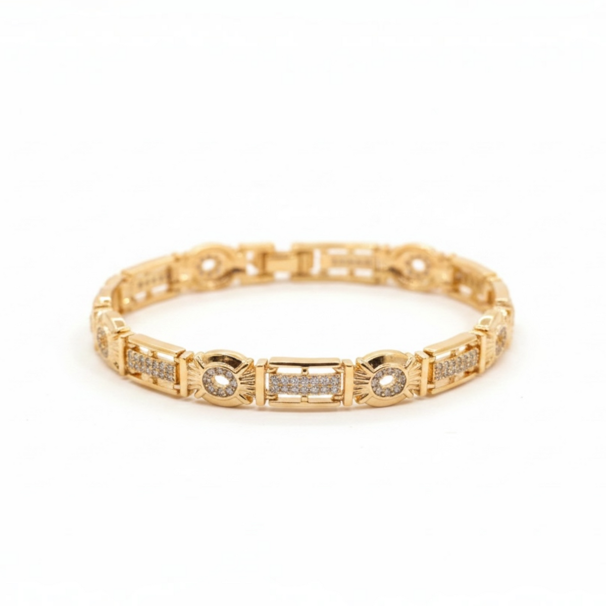 Bracelet Géométrique Scintillant – Rose Gold